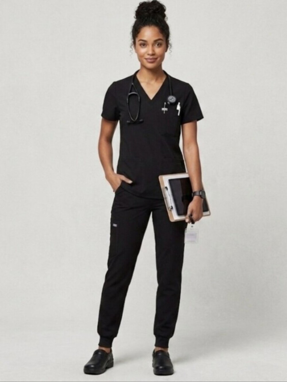Figs Set of Black Zamora Joggers & Catarina Scrub Top